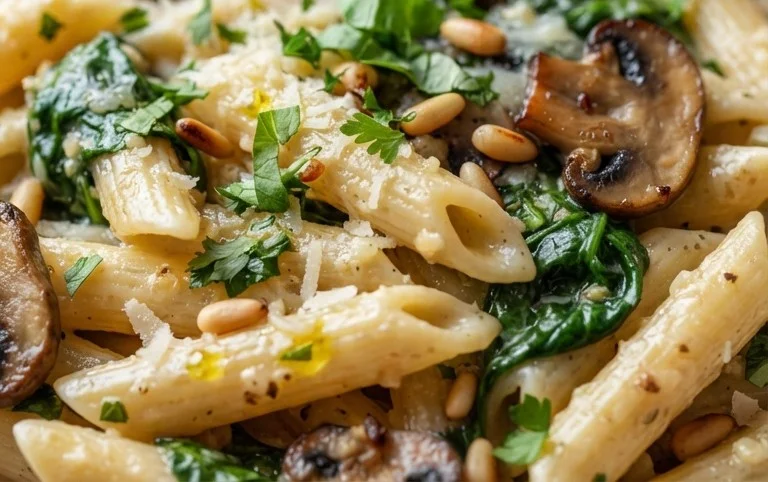 One-Pot Garlic Parmesan Pasta with Spinach and Mushrooms