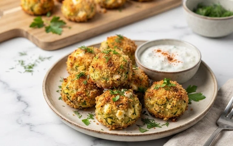 Knusprige Zucchini-Feta-Bällchen aus dem Ofen genießen!