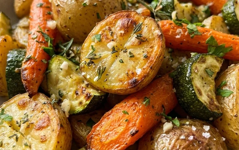Garlic Herb Roasted Potatoes Carrots and Zucchini