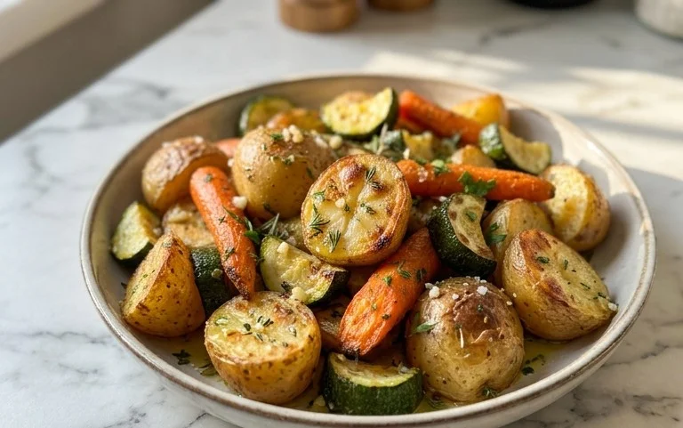 Garlic Herb Roasted Potatoes Carrots and Zucchini