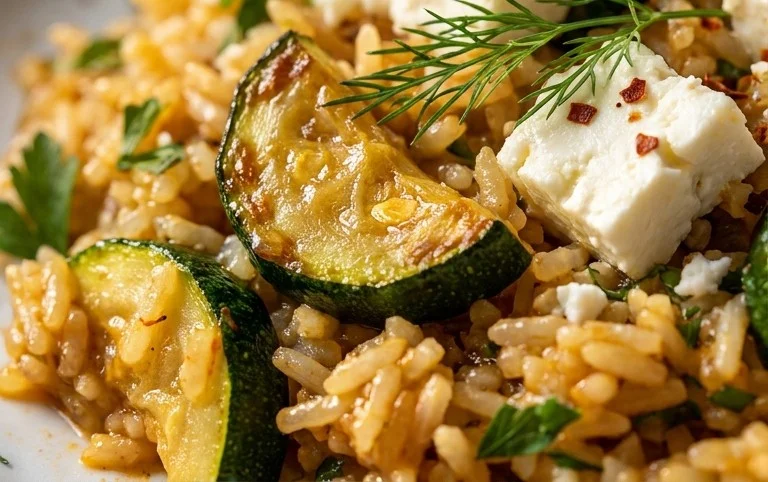 Zucchini-Reis-Pfanne mit Feta