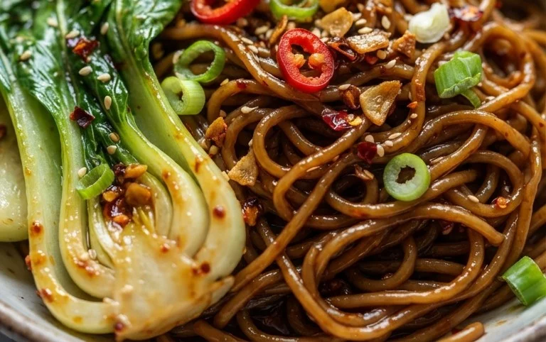 Spicy Garlic Soba Noodles with Bok Choy