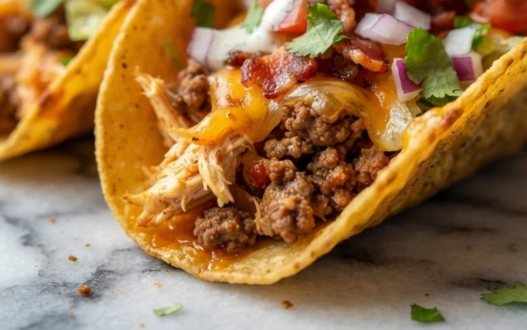 Baked Chicken Beef Bacon Ranch Tacos