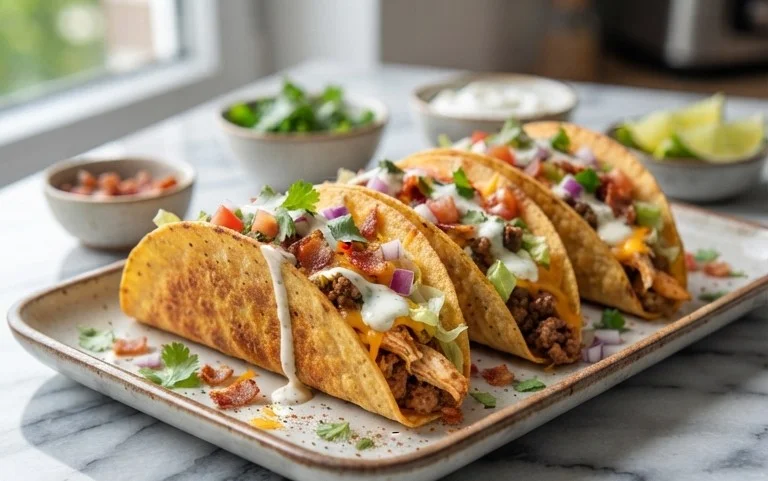 Baked Chicken Beef Bacon Ranch Tacos