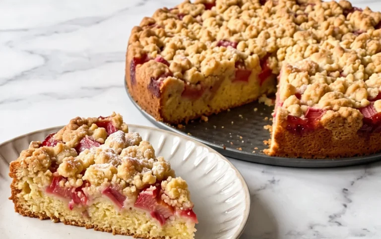 Rhabarberkuchen mit Streusel – Rezept für Eilige