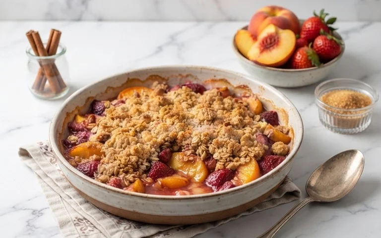 Peach & Strawberry Crisp