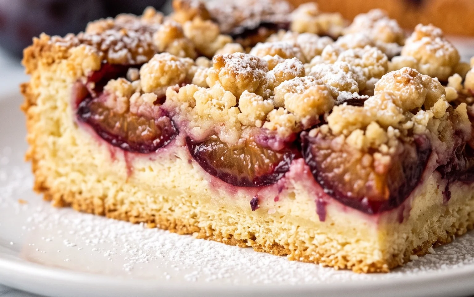 Pflaumenkuchen mit Streusel vom Blech (Quark-Öl-Teig)