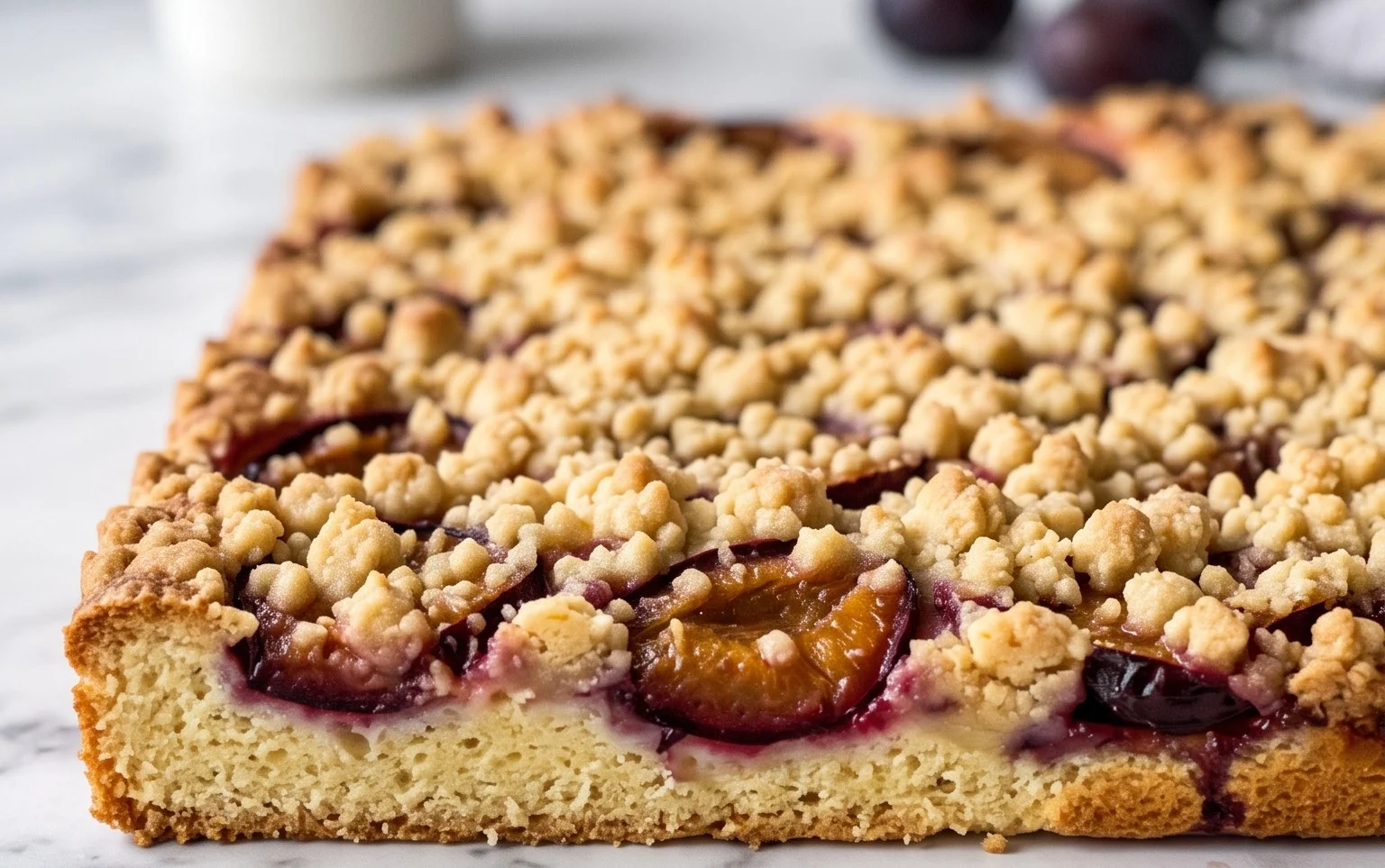 Pflaumenkuchen mit Streusel vom Blech (Quark-Öl-Teig)