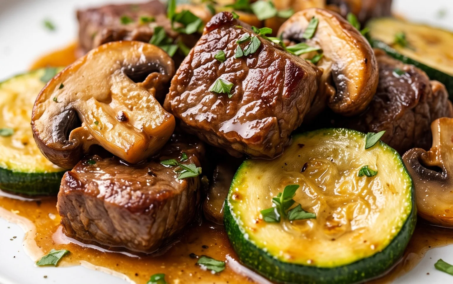 Zucchini-Cbeef hampignonpfanne