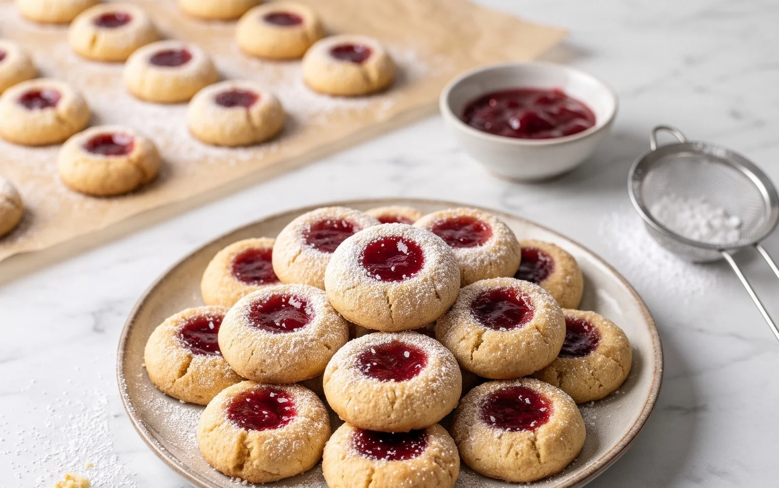 Engelsaugen: Mürbeteigplätzchen mit Marmelade