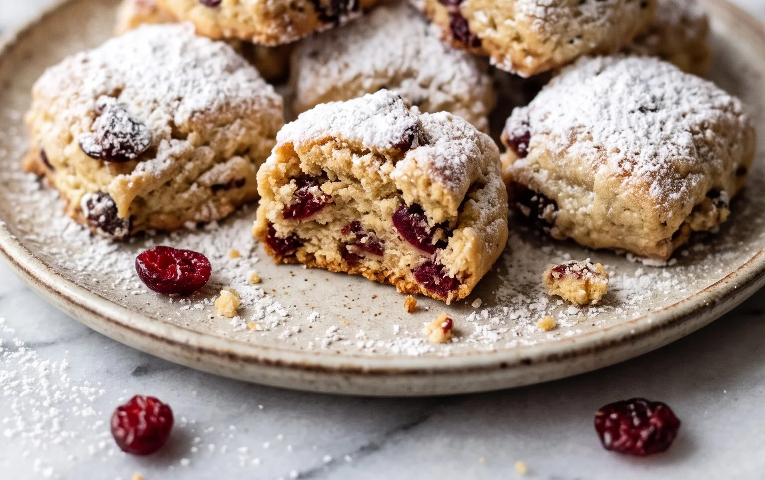 Stollenkonfekt mit Quark und Cranberries