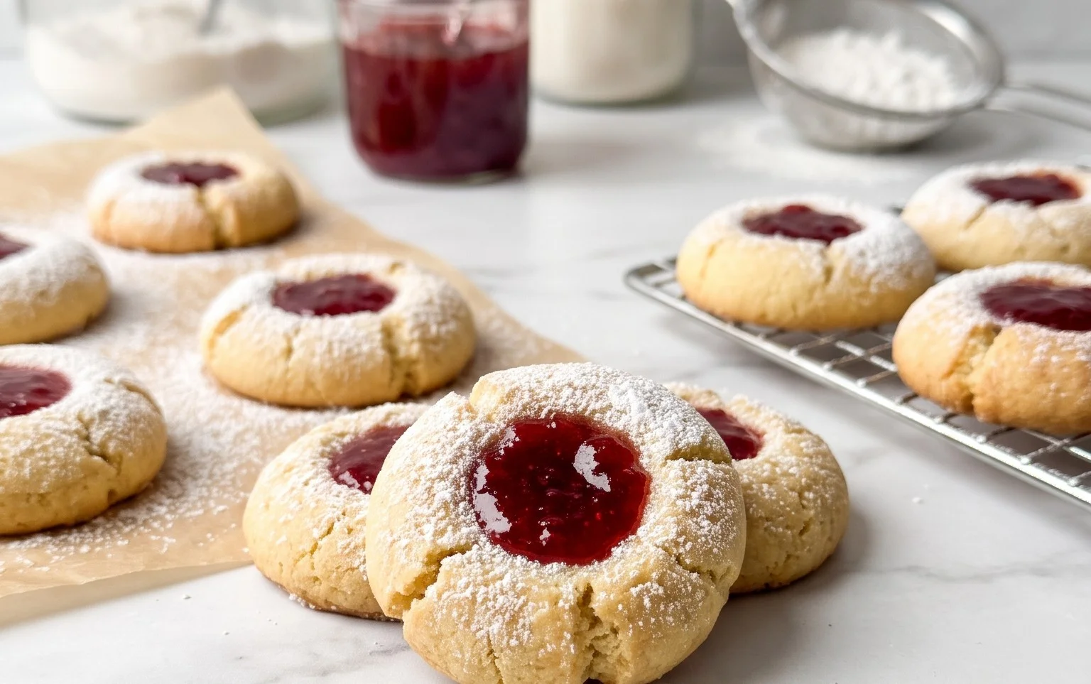 Engelsaugen: Mürbe Kekse mit fruchtiger Marmelade